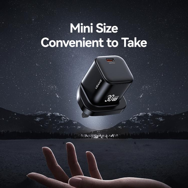 USAMS CC276 30W GaN USB-C / Type-C Port Mini Fast Charger, UK Plug