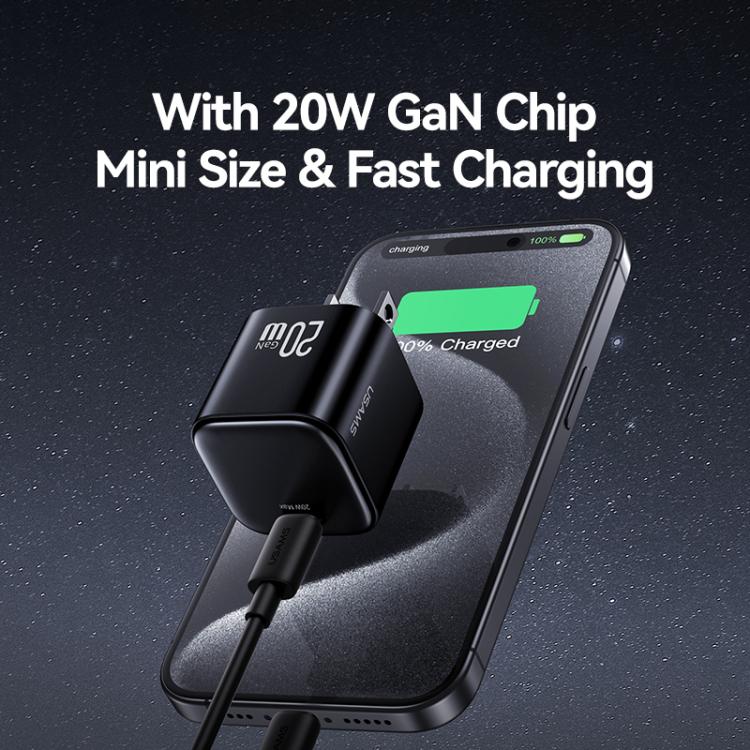 USAMS CC267 20W GaN USB-C / Type-C Port Mini Fast Charger, US Plug
