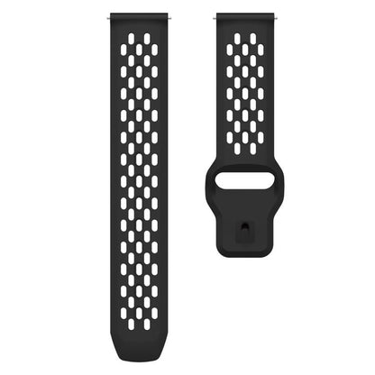 xDfind Flat Head Breathable Hole Black Buckle Silicone Watch Band, 20mm, 22mm