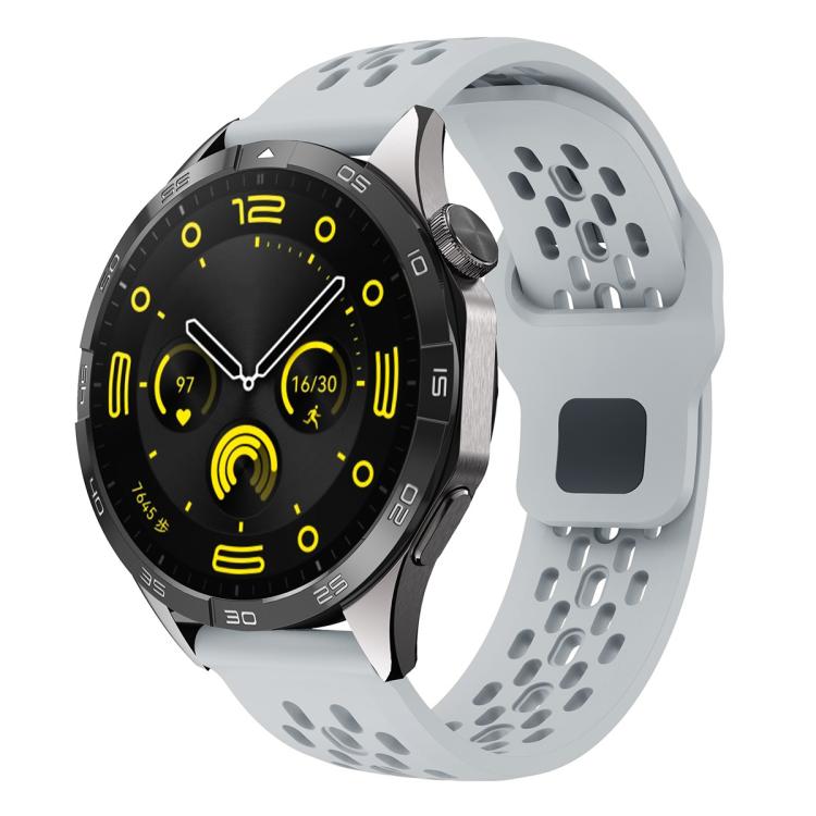 xDfind Flat Head Breathable Hole Black Buckle Silicone Watch Band, 20mm, 22mm