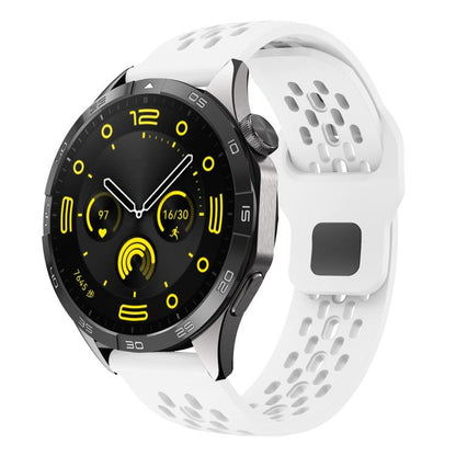 xDfind Flat Head Breathable Hole Black Buckle Silicone Watch Band, 20mm, 22mm