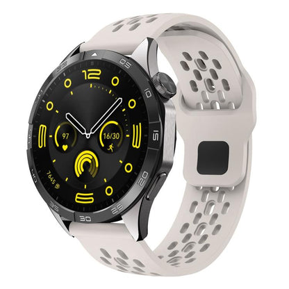 xDfind Flat Head Breathable Hole Black Buckle Silicone Watch Band, 20mm, 22mm