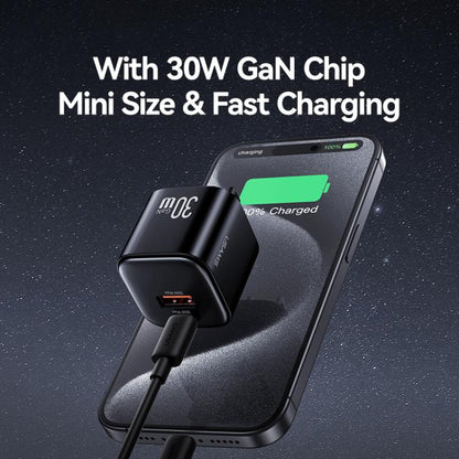 USAMS CC270 30W GaN USB-C / Type-C and USB Dual-port Mini Fast Charger, US Plug