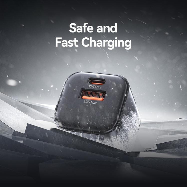 USAMS CC270 30W GaN USB-C / Type-C and USB Dual-port Mini Fast Charger, US Plug