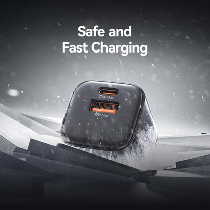USAMS CC270 30W GaN USB-C / Type-C and USB Dual-port Mini Fast Charger, US Plug