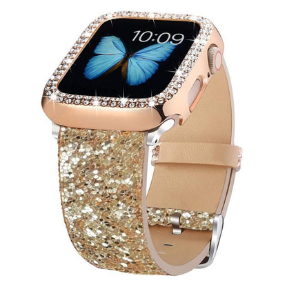 xDfind Glitter Sequins Leather Watch Band, For Apple Watch 42 / 44 / 45 / 46 / 49mm, For Apple Watch 38 / 40 / 41 / S10 42mm