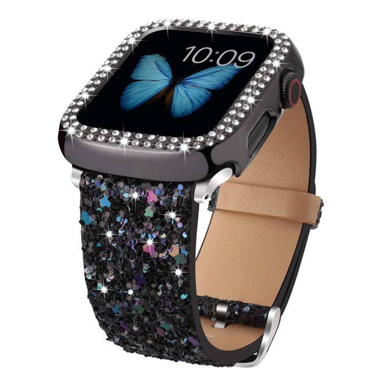 xDfind Glitter Sequins Leather Watch Band, For Apple Watch 42 / 44 / 45 / 46 / 49mm, For Apple Watch 38 / 40 / 41 / S10 42mm