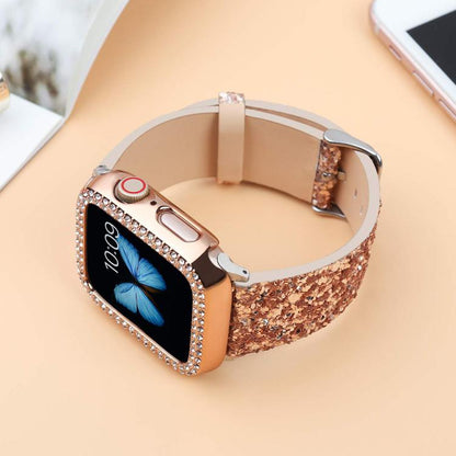 xDfind Glitter Sequins Leather Watch Band, For Apple Watch 42 / 44 / 45 / 46 / 49mm, For Apple Watch 38 / 40 / 41 / S10 42mm
