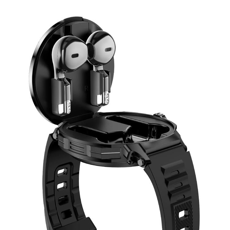 D13 Écouteurs Bluetooth 2 en 1 Montre connectée avec fonction d'appel, supporte les appels Bluetooth / NFC / surveillance de la santé, bracelet en silicone, bracelet en acier à 3 perles, bracelet en acier milanais