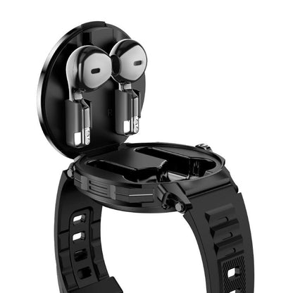 D13 Écouteurs Bluetooth 2 en 1 Montre connectée avec fonction d'appel, supporte les appels Bluetooth / NFC / surveillance de la santé, bracelet en silicone, bracelet en acier à 3 perles, bracelet en acier milanais