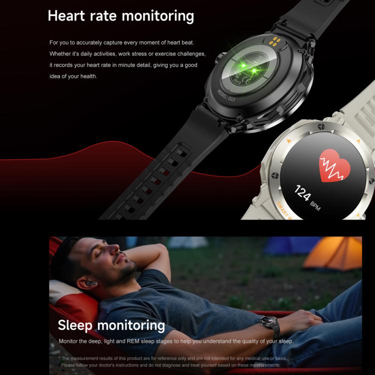 D13 Écouteurs Bluetooth 2 en 1 Montre connectée avec fonction d'appel, supporte les appels Bluetooth / NFC / surveillance de la santé, bracelet en silicone, bracelet en acier à 3 perles, bracelet en acier milanais