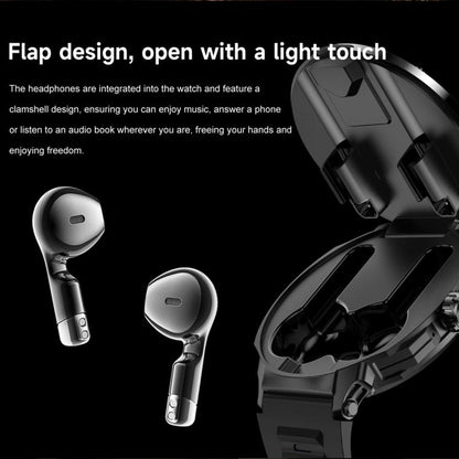 D13 Écouteurs Bluetooth 2 en 1 Montre connectée avec fonction d'appel, supporte les appels Bluetooth / NFC / surveillance de la santé, bracelet en silicone, bracelet en acier à 3 perles, bracelet en acier milanais