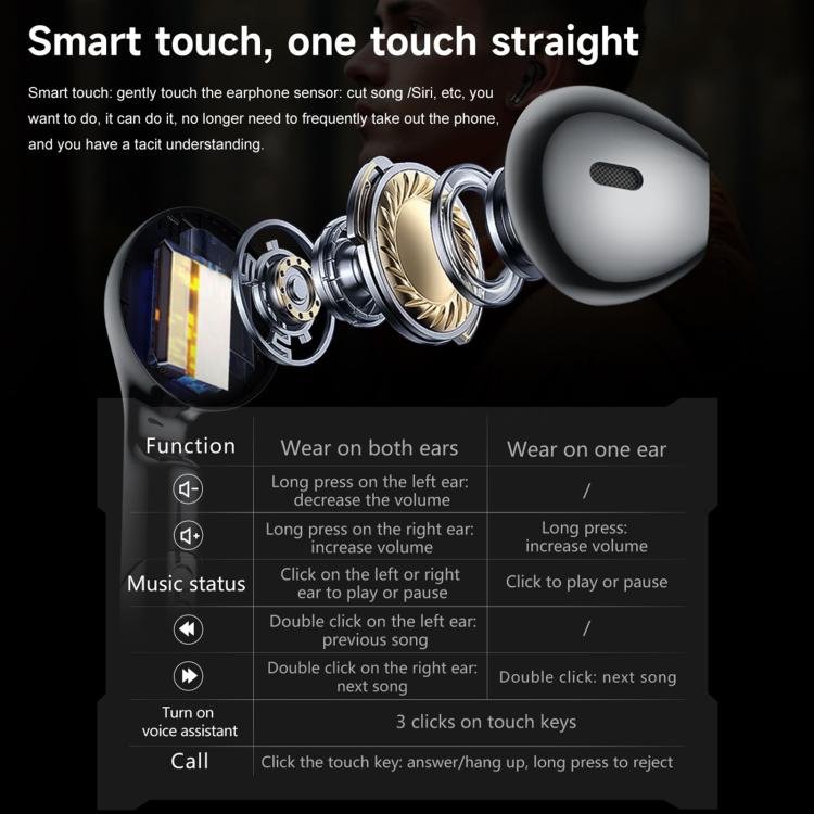 D13 Écouteurs Bluetooth 2 en 1 Montre connectée avec fonction d'appel, supporte les appels Bluetooth / NFC / surveillance de la santé, bracelet en silicone, bracelet en acier à 3 perles, bracelet en acier milanais