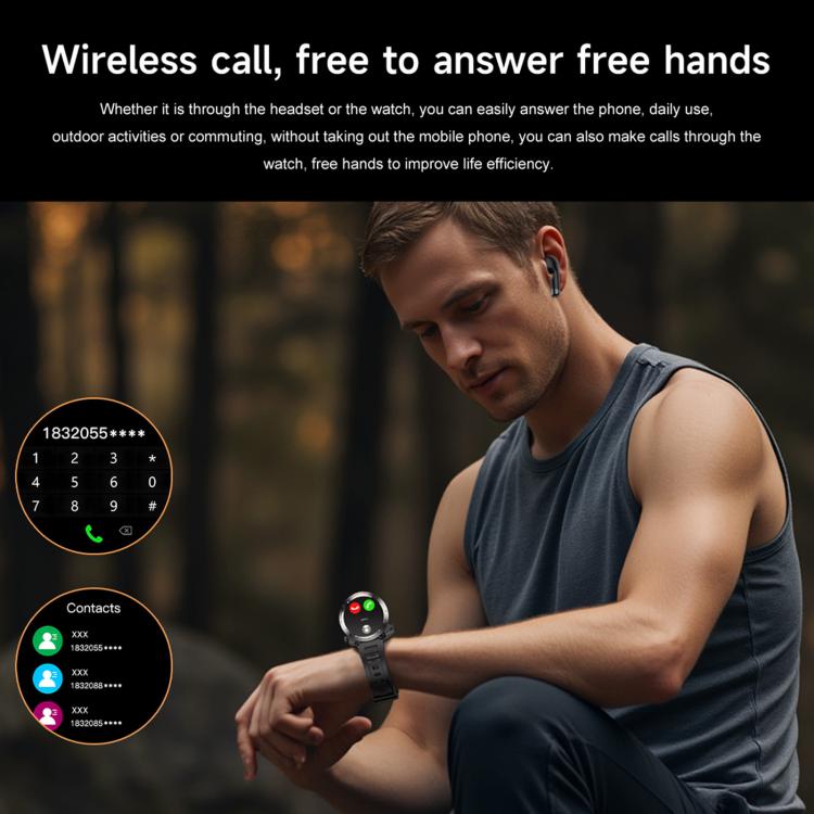 D13 Écouteurs Bluetooth 2 en 1 Montre connectée avec fonction d'appel, supporte les appels Bluetooth / NFC / surveillance de la santé, bracelet en silicone, bracelet en acier à 3 perles, bracelet en acier milanais