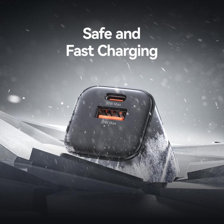 USAMS CC277 30W GaN USB-C / Type-C and USB Dual-port Mini Fast Charger, UK Plug