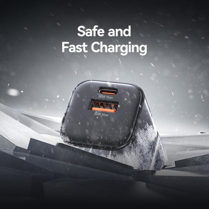 USAMS CC277 30W GaN USB-C / Type-C and USB Dual-port Mini Fast Charger, UK Plug