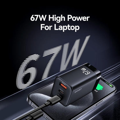 USAMS CC272 67W GaN USB and Dual Type-C Three-Port Fast Charger, US Plug