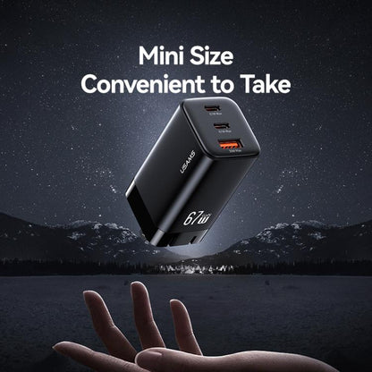 USAMS CC272 67W GaN USB and Dual Type-C Three-Port Fast Charger, US Plug