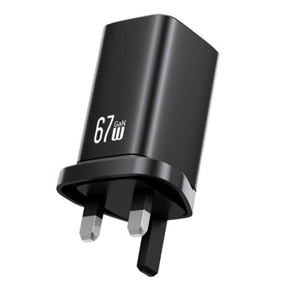 USAMS CC279 67W GaN USB and Dual Type-C Three-Port Fast Charger, UK Plug