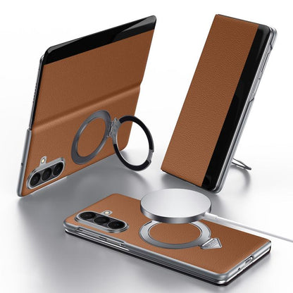 SULADA Smart View Window MagSafe Magnetic Holder Leather Phone Case, For Galaxy Z Fold8 Ultra 5G, For Galaxy Z Fold7 5G, For Galaxy Z Fold6