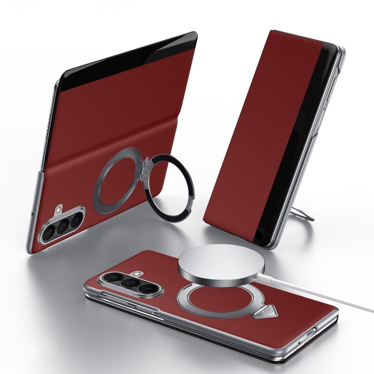 SULADA Smart View Window MagSafe Magnetic Holder Leather Phone Case, For Galaxy Z Fold8 Ultra 5G, For Galaxy Z Fold7 5G, For Galaxy Z Fold6