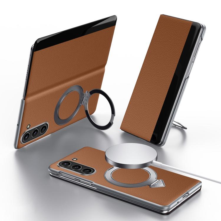 SULADA Smart View Window MagSafe Magnetic Holder Leather Phone Case, For Galaxy Z Fold8 Ultra 5G, For Galaxy Z Fold7 5G, For Galaxy Z Fold6