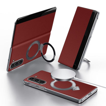 SULADA Smart View Window MagSafe Magnetic Holder Leather Phone Case, For Galaxy Z Fold8 Ultra 5G, For Galaxy Z Fold7 5G, For Galaxy Z Fold6