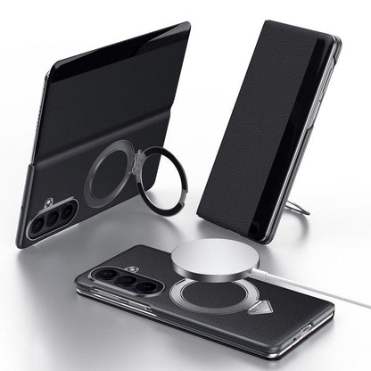 SULADA Smart View Window MagSafe Magnetic Holder Leather Phone Case, For Galaxy Z Fold8 Ultra 5G, For Galaxy Z Fold7 5G, For Galaxy Z Fold6