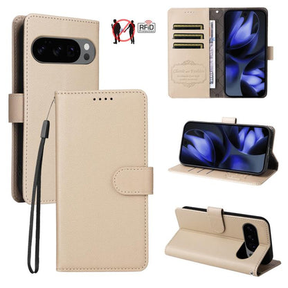 Litchi Texture RFID Blocking 3-Card Wallet Leather Phone Case, For Google Pixel 11 Pro XL, For Google Pixel 11 / Pixel 11 Pro, For Google Pixel 10a, For Google Pixel 9 Pro XL / 10 Pro XL, For Google Pixel 9 / 9 Pro / 10 / 10 Pro, For Google Pixel 9a   ...
