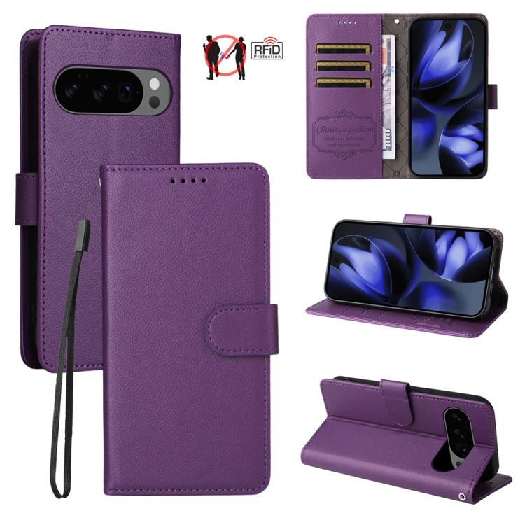 Litchi Texture RFID Blocking 3-Card Wallet Leather Phone Case, For Google Pixel 11 Pro XL, For Google Pixel 11 / Pixel 11 Pro, For Google Pixel 10a, For Google Pixel 9 Pro XL / 10 Pro XL, For Google Pixel 9 / 9 Pro / 10 / 10 Pro, For Google Pixel 9a   ...