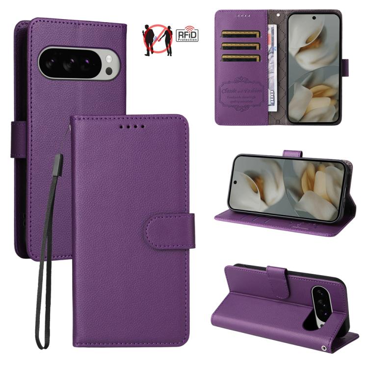 Litchi Texture RFID Blocking 3-Card Wallet Leather Phone Case, For Google Pixel 11 Pro XL, For Google Pixel 11 / Pixel 11 Pro, For Google Pixel 10a, For Google Pixel 9 Pro XL / 10 Pro XL, For Google Pixel 9 / 9 Pro / 10 / 10 Pro, For Google Pixel 9a   ...