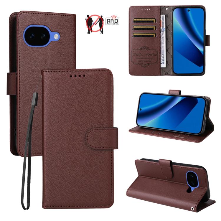 Litchi Texture RFID Blocking 3-Card Wallet Leather Phone Case, For Google Pixel 11 Pro XL, For Google Pixel 11 / Pixel 11 Pro, For Google Pixel 10a, For Google Pixel 9 Pro XL / 10 Pro XL, For Google Pixel 9 / 9 Pro / 10 / 10 Pro, For Google Pixel 9a   ...