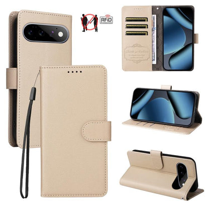 Litchi Texture RFID Blocking 3-Card Wallet Leather Phone Case, For Google Pixel 11 Pro XL, For Google Pixel 11 / Pixel 11 Pro, For Google Pixel 10a, For Google Pixel 9 Pro XL / 10 Pro XL, For Google Pixel 9 / 9 Pro / 10 / 10 Pro, For Google Pixel 9a   ...