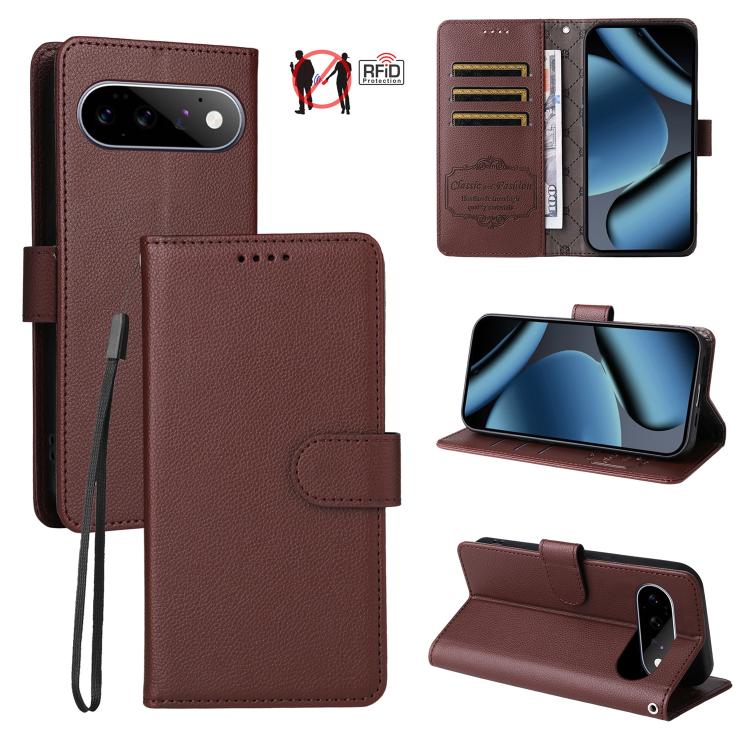 Litchi Texture RFID Blocking 3-Card Wallet Leather Phone Case, For Google Pixel 11 Pro XL, For Google Pixel 11 / Pixel 11 Pro, For Google Pixel 10a, For Google Pixel 9 Pro XL / 10 Pro XL, For Google Pixel 9 / 9 Pro / 10 / 10 Pro, For Google Pixel 9a   ...
