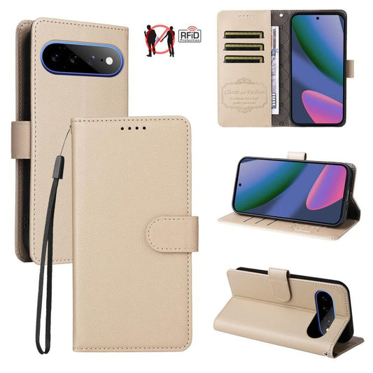 Litchi Texture RFID Blocking 3-Card Wallet Leather Phone Case, For Google Pixel 11 Pro XL, For Google Pixel 11 / Pixel 11 Pro, For Google Pixel 10a, For Google Pixel 9 Pro XL / 10 Pro XL, For Google Pixel 9 / 9 Pro / 10 / 10 Pro, For Google Pixel 9a