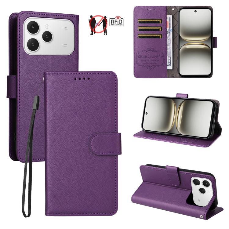 Litchi Texture RFID Blocking 3-Card Wallet Leather Phone Case, For Tecno Spark 40 5G / Spark Go 5G 2025, For Tecno Spark 40C, For Tecno Pova 7 Pro 5G, For Tecno Pova 7 5G, For Tecno Spark 40 Pro+ 4G, For Tecno Spark 40 Pro 4G, For Tecno Spark 40 4G    ...