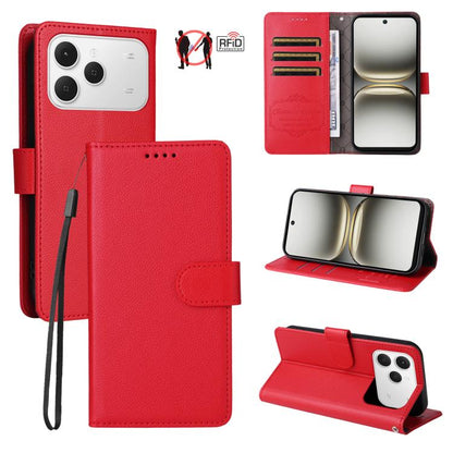 Litchi Texture RFID Blocking 3-Card Wallet Leather Phone Case, For Tecno Spark 40 5G / Spark Go 5G 2025, For Tecno Spark 40C, For Tecno Pova 7 Pro 5G, For Tecno Pova 7 5G, For Tecno Spark 40 Pro+ 4G, For Tecno Spark 40 Pro 4G, For Tecno Spark 40 4G    ...