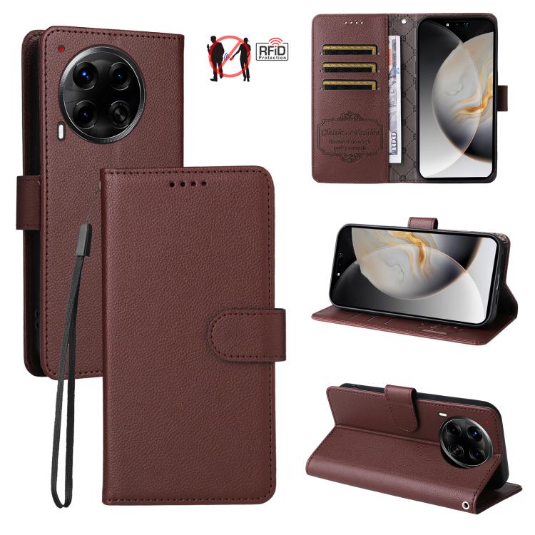 Litchi Texture RFID Blocking 3-Card Wallet Leather Phone Case, For Tecno Spark 40 5G / Spark Go 5G 2025, For Tecno Spark 40C, For Tecno Pova 7 Pro 5G, For Tecno Pova 7 5G, For Tecno Spark 40 Pro+ 4G, For Tecno Spark 40 Pro 4G, For Tecno Spark 40 4G    ...