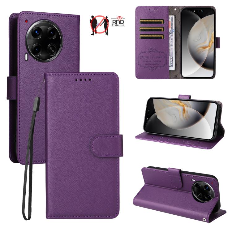 Litchi Texture RFID Blocking 3-Card Wallet Leather Phone Case, For Tecno Spark 40 5G / Spark Go 5G 2025, For Tecno Spark 40C, For Tecno Pova 7 Pro 5G, For Tecno Pova 7 5G, For Tecno Spark 40 Pro+ 4G, For Tecno Spark 40 Pro 4G, For Tecno Spark 40 4G    ...