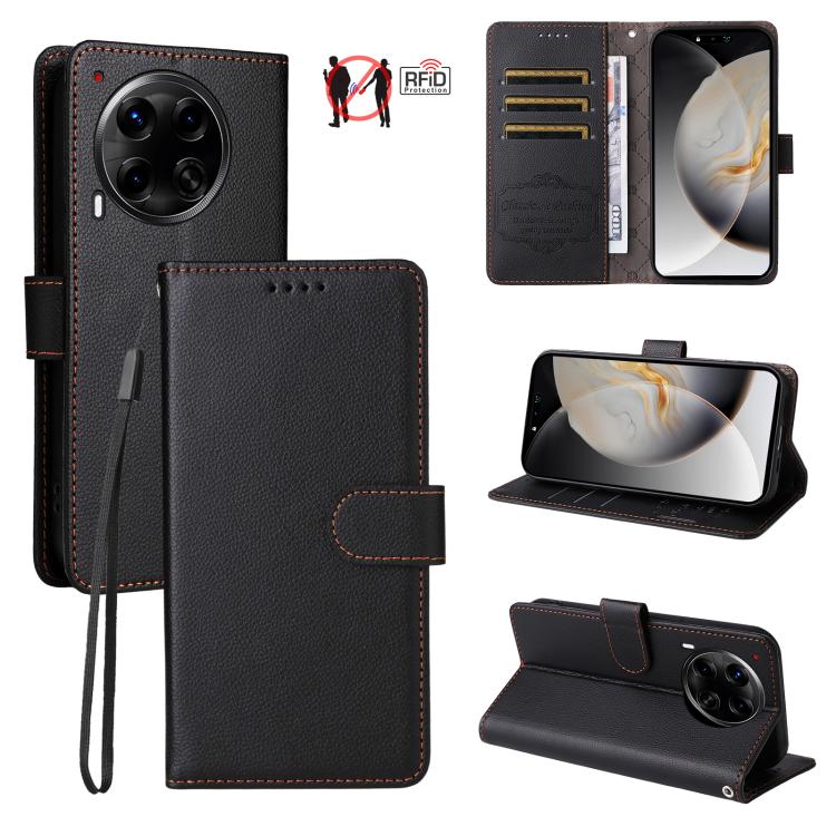 Litchi Texture RFID Blocking 3-Card Wallet Leather Phone Case, For Tecno Spark 40 5G / Spark Go 5G 2025, For Tecno Spark 40C, For Tecno Pova 7 Pro 5G, For Tecno Pova 7 5G, For Tecno Spark 40 Pro+ 4G, For Tecno Spark 40 Pro 4G, For Tecno Spark 40 4G    ...