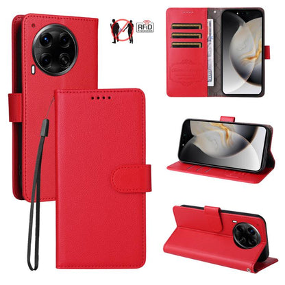 Litchi Texture RFID Blocking 3-Card Wallet Leather Phone Case, For Tecno Spark 40 5G / Spark Go 5G 2025, For Tecno Spark 40C, For Tecno Pova 7 Pro 5G, For Tecno Pova 7 5G, For Tecno Spark 40 Pro+ 4G, For Tecno Spark 40 Pro 4G, For Tecno Spark 40 4G    ...