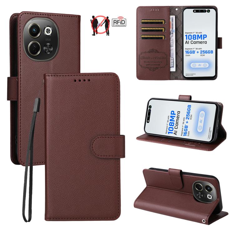 Litchi Texture RFID Blocking 3-Card Wallet Leather Phone Case, For Tecno Spark 40 5G / Spark Go 5G 2025, For Tecno Spark 40C, For Tecno Pova 7 Pro 5G, For Tecno Pova 7 5G, For Tecno Spark 40 Pro+ 4G, For Tecno Spark 40 Pro 4G, For Tecno Spark 40 4G    ...