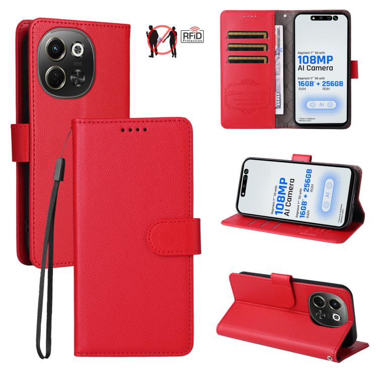 Litchi Texture RFID Blocking 3-Card Wallet Leather Phone Case, For Tecno Spark 40 5G / Spark Go 5G 2025, For Tecno Spark 40C, For Tecno Pova 7 Pro 5G, For Tecno Pova 7 5G, For Tecno Spark 40 Pro+ 4G, For Tecno Spark 40 Pro 4G, For Tecno Spark 40 4G    ...