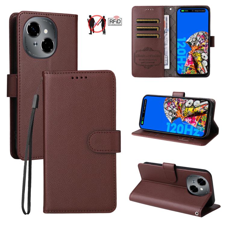 Litchi Texture RFID Blocking 3-Card Wallet Leather Phone Case, For Tecno Spark 40 5G / Spark Go 5G 2025, For Tecno Spark 40C, For Tecno Pova 7 Pro 5G, For Tecno Pova 7 5G, For Tecno Spark 40 Pro+ 4G, For Tecno Spark 40 Pro 4G, For Tecno Spark 40 4G    ...