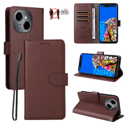 Litchi Texture RFID Blocking 3-Card Wallet Leather Phone Case, For Tecno Spark 40 5G / Spark Go 5G 2025, For Tecno Spark 40C, For Tecno Pova 7 Pro 5G, For Tecno Pova 7 5G, For Tecno Spark 40 Pro+ 4G, For Tecno Spark 40 Pro 4G, For Tecno Spark 40 4G    ...