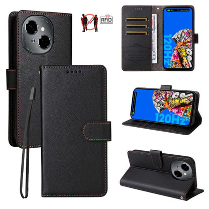 Litchi Texture RFID Blocking 3-Card Wallet Leather Phone Case, For Tecno Spark 40 5G / Spark Go 5G 2025, For Tecno Spark 40C, For Tecno Pova 7 Pro 5G, For Tecno Pova 7 5G, For Tecno Spark 40 Pro+ 4G, For Tecno Spark 40 Pro 4G, For Tecno Spark 40 4G    ...