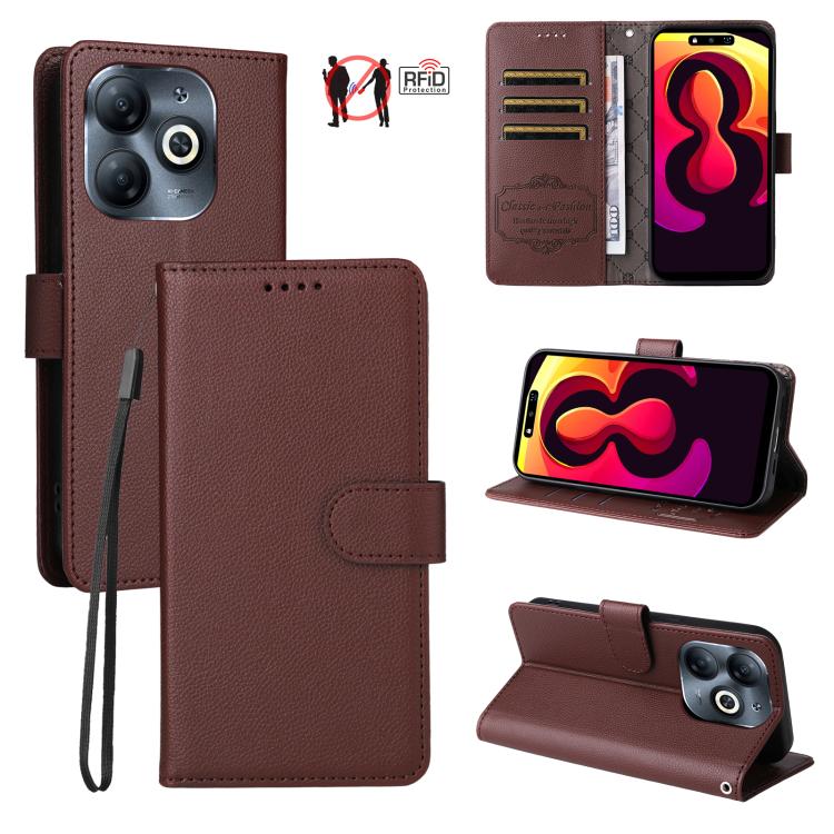 Litchi Texture RFID Blocking 3-Card Wallet Leather Phone Case, For Tecno Spark 40 5G / Spark Go 5G 2025, For Tecno Spark 40C, For Tecno Pova 7 Pro 5G, For Tecno Pova 7 5G, For Tecno Spark 40 Pro+ 4G, For Tecno Spark 40 Pro 4G, For Tecno Spark 40 4G    ...