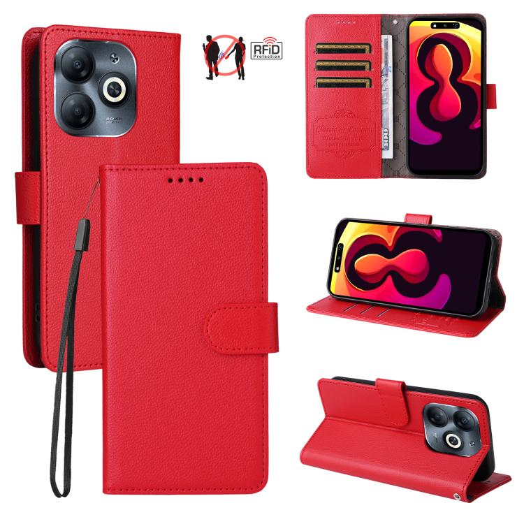 Litchi Texture RFID Blocking 3-Card Wallet Leather Phone Case, For Tecno Spark 40 5G / Spark Go 5G 2025, For Tecno Spark 40C, For Tecno Pova 7 Pro 5G, For Tecno Pova 7 5G, For Tecno Spark 40 Pro+ 4G, For Tecno Spark 40 Pro 4G, For Tecno Spark 40 4G    ...