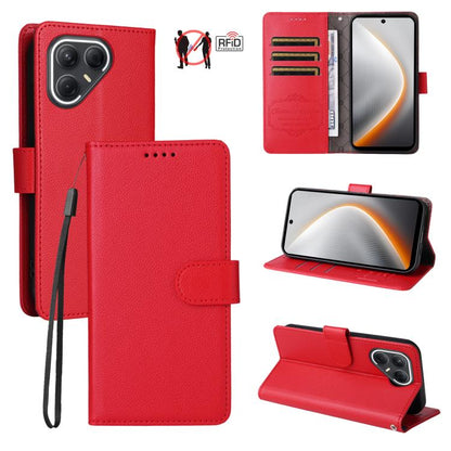Litchi Texture RFID Blocking 3-Card Wallet Leather Phone Case, For Tecno Spark 40 5G / Spark Go 5G 2025, For Tecno Spark 40C, For Tecno Pova 7 Pro 5G, For Tecno Pova 7 5G, For Tecno Spark 40 Pro+ 4G, For Tecno Spark 40 Pro 4G, For Tecno Spark 40 4G    ...