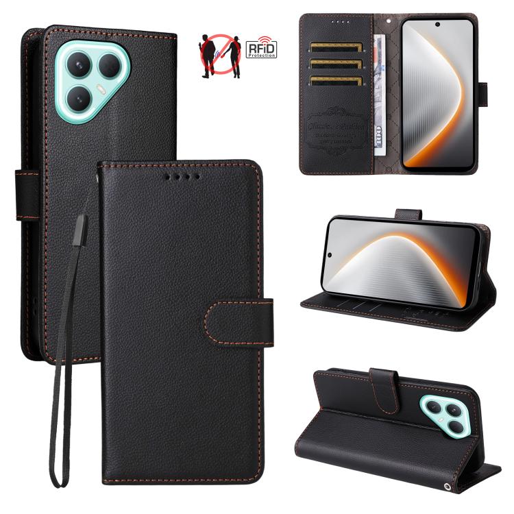 Litchi Texture RFID Blocking 3-Card Wallet Leather Phone Case, For Tecno Spark 40 5G / Spark Go 5G 2025, For Tecno Spark 40C, For Tecno Pova 7 Pro 5G, For Tecno Pova 7 5G, For Tecno Spark 40 Pro+ 4G, For Tecno Spark 40 Pro 4G, For Tecno Spark 40 4G    ...